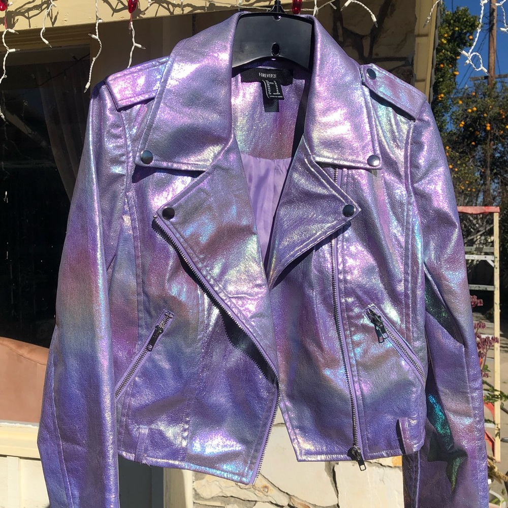 Holographic iridescent purple party jacket from forever 21 hard to find